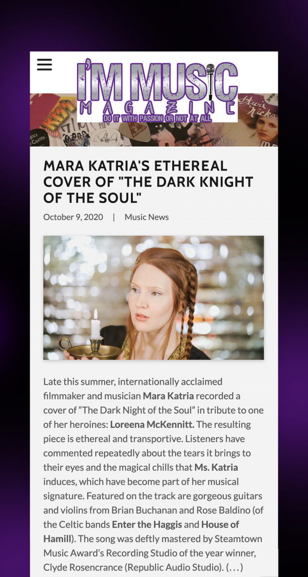 Mara Katria "Dark Night of the Soul" - I'm Music Magazine